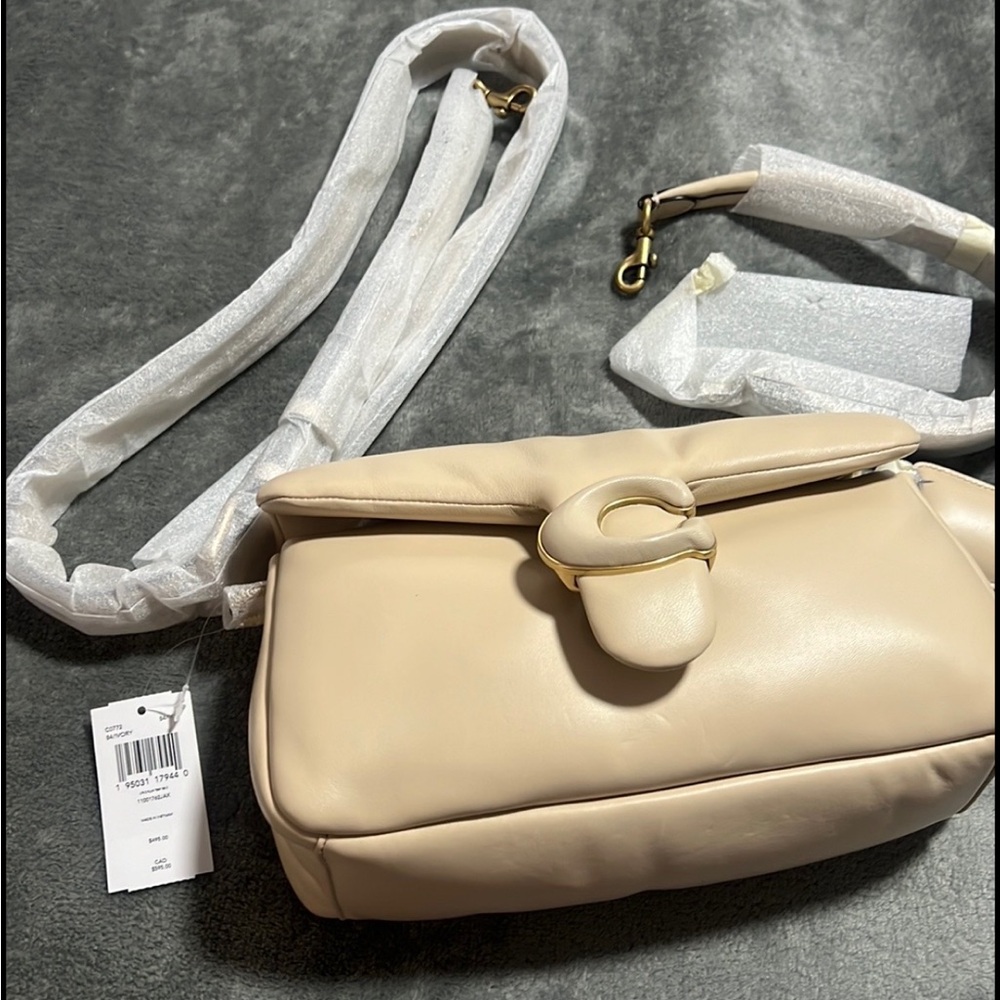 Coach Beige Shoulder Bag with Gold Hardware